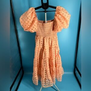 Billy J Midi Lined Dress Balthazar Pheasant Puffy Sleeves Sz 14 Wedding Party